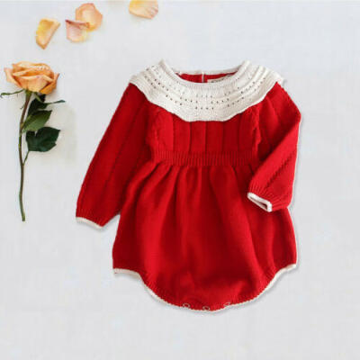 

UK Toddler Baby Girl Wool Knitted Tops Romper Sweater Jumpsuit Outfits Clothes