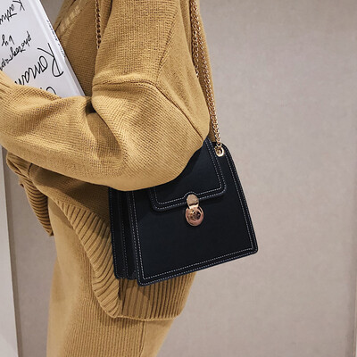 

Net red black bag female 2019 new wave Korean fashion casual wild chain shoulder slung small square bag