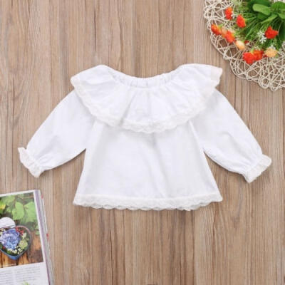 

New Hot Fashion Newborn Baby Girls Princess Lace Collar Long Sleeve Top T-shirt