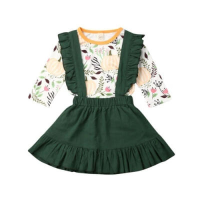 

Kids Baby Girls Dress Clothes Halloween Tops T-shirt Strap Skirt Dress Outfits