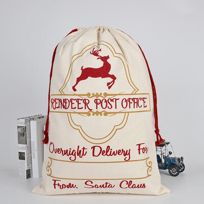 

Toponeto Large Canvas Merry Christmas Santa Sack Xmas Stocking Reindeer Gift Storage Bag