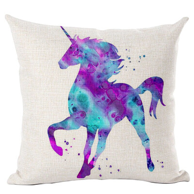 

Cotton Linen Watercolor Unicorn Sofa Cushion Cover Throw Pillow Case Home Decor