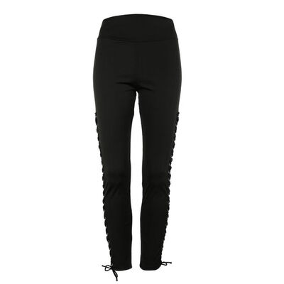 

New Women Casual Leggings White Black Trousers Women Workout Mid Waist Eyelet Strap Pants Fitness Elastic Leggings W13