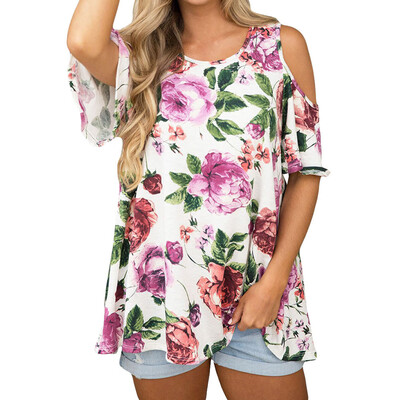 

Nomeni Women Floral Print Short Sleeve Tops Blouse T Shirt Tee