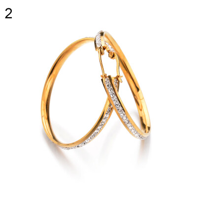 

Lady Fashion Rhinestone Round Hoop Earrings Party Club Banquet Jewelry Gift