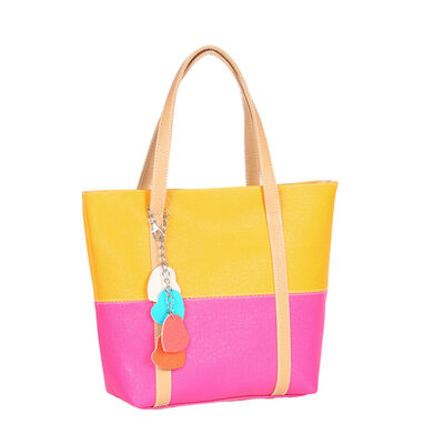 

Sweet Women Candy Color Heart Pendant Faux Leather Handbag Shoulder Tote Bag