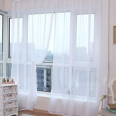 

2pcs Tulle Curtains Window Living Room Sheer Voile Curtains Home Decoration