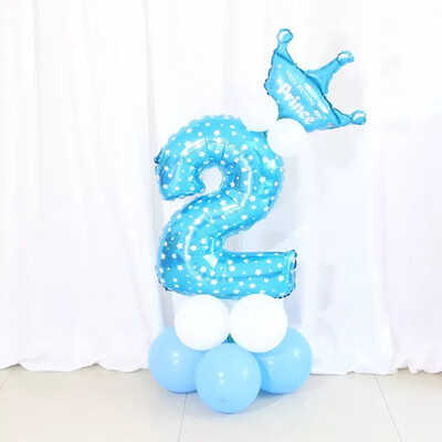

FUNNYBUNNY Mix set 30" Numbers 0-9 pink&Blue Typ foil balloons Birthday Party balloons Pink With Crown Shape