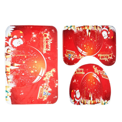 

Santa Claus Pattern 3pcs Toilet Mat Bath Mat