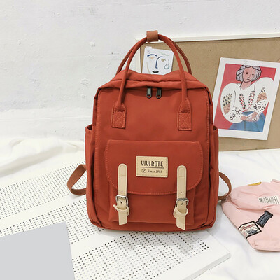 

Tailored Fashion Women Nylon Solid Color Capacity Student Backpack Travel Couple Bag