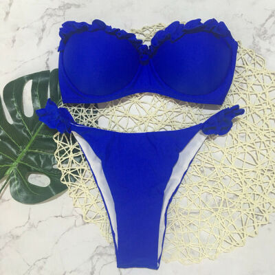 

Sexy Women Strapless Lace Swimwear Padded Push-up Swimsuit Beachwear Bikini Set