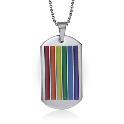 

Hot Trendy Colorful Stainless Steel Pendant Necklace Pride Lesbian Gay Couple Lapel Necklace For Men Women Fashion Jewelry Gift