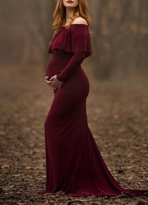 

Pure Color Ruffled Maxi Dress