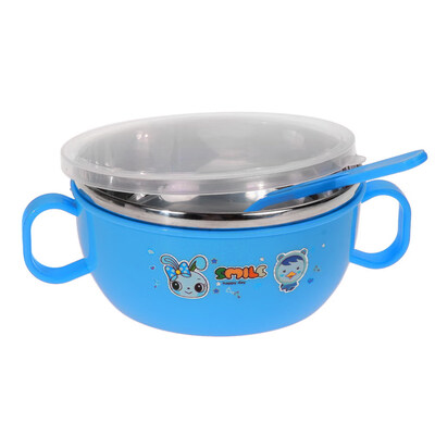 

Children Kids handle Soup Bowl Container Dish Stainless Steel Nonslip