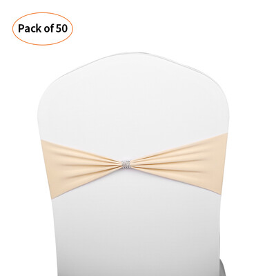 

50pcs Bling Bling Wedding Chair Sashes Bows Elastic Spandex Chair Sash Covers Bands Wedding Supplies Decorations--Green