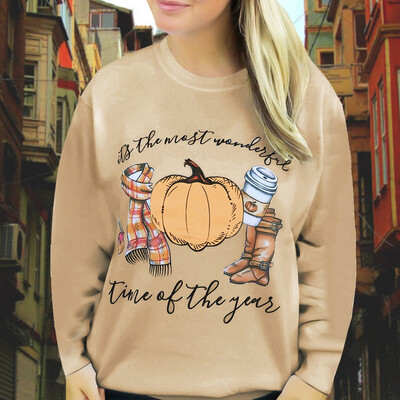 

Tailored Women Autumn Halloween O Neck Long Sleeve Pumpkin Print Casual Sweatshirt