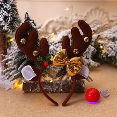 

Christmas Antler Headband with Red Nose Christmas Party Costumes Headwear Accessories Gifts Festive Party