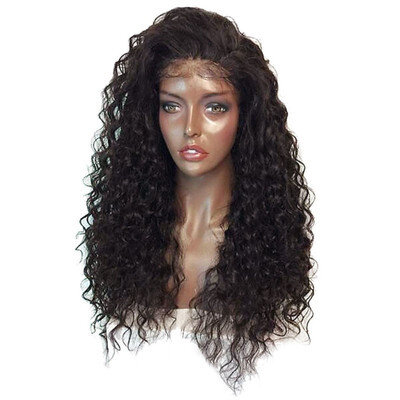 

Fashion Synthetic Hair Wave front full lace cap wigs half hand hook long curly hair wig for female African black lady