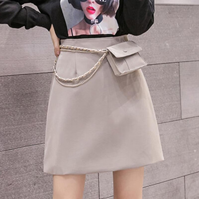 

Sexy Women Solid Color Skirt Bodycon High Waist Pencil Skirt Nightclub Party Casual Streetwear Mini A-line Skirt