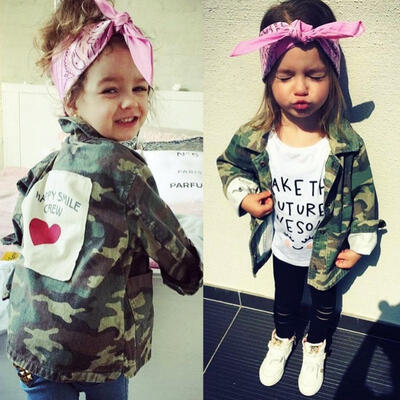 

Camouflage Girls Kids Long Sleeve Jacket Casual Autumn Coat Clothes Tops