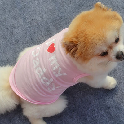 

Dog Vest Shirt Clothes Coat Pet Cat Puppy Cotton Vests I LOVE MY DADDY MOMMY Printed Clothing For Dogs Costumes