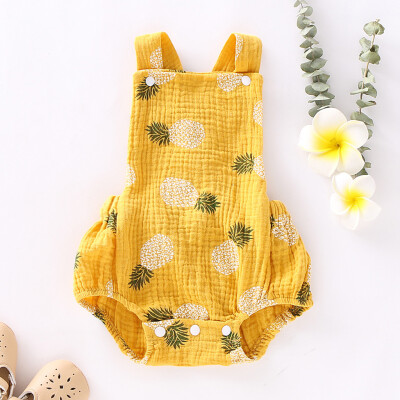 

Newborn Infant Baby Girls Pineapple Print Sleeveless Romper Bodysuit Outfits