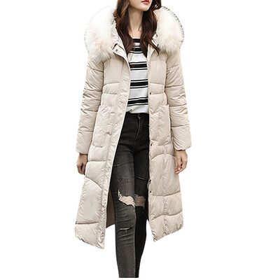 

Toponeto Women Fashion Outerwear Long Cotton-padded Jacket Pocket Hooded Coats