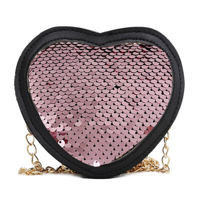 

Sequins Heart Shaped Shoulder Handbags Kids Girls Chain Crossbody Bags