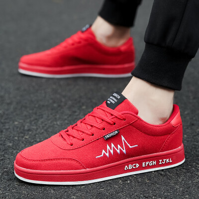 

Autumn shoes mens canvas shoes Korean version of Joker student casual shoes red shoes new fashion shoes