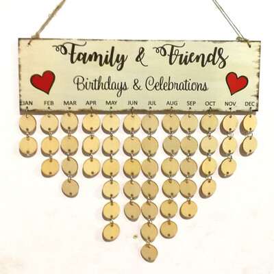 

Gobestart Wood Birthday Reminder Board Birch Ply Plaque Sign Family &Friends DIY Calendar