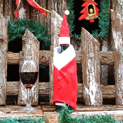 

Christmas Table Dinner Party Decoration Santa Wine Bottle Cover Bottle Bag Hat Holder For New Year Dinner