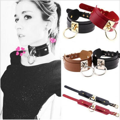 

Details about New Fashion Punk Gothic Wide PU Leather O Ring Collar Choker Necklace Women