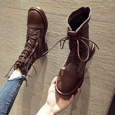 

Handsome retro Martin boots British style new autumn thick heel suede tie student boots trend