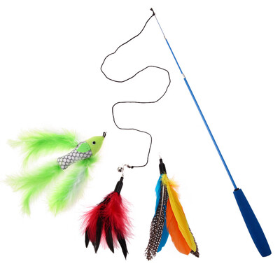

1pc Cat Teaser Funny Cat Stick 3pcs Replaceable Feather Head Exercise Toy