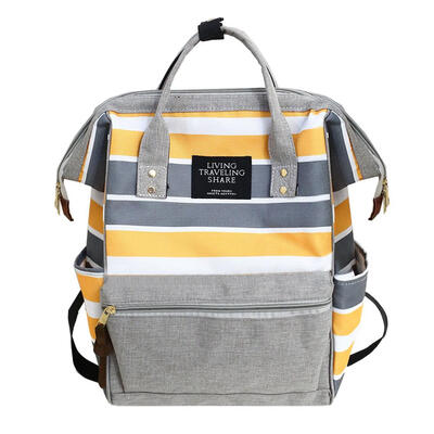 

Stripe Travel Backpacks Women Canvas Shoulder School Bags Top-handle Bags