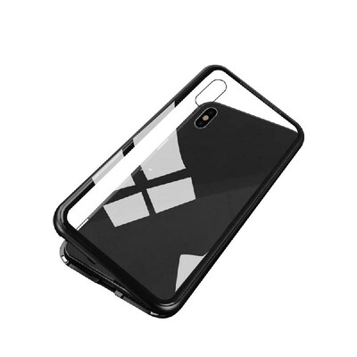 

Magneto Magnetic Adsorption Case Clear Tempered Glass Red Clear i-phone XR