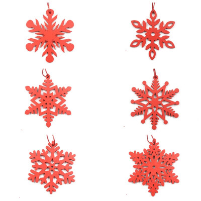 

6PCS Christmas Snowflakes Wooden Pendants Ornaments Xmas Tree Decorations DIY Crafts Christmas Festive Party Supplies