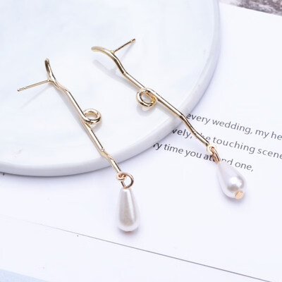 

EK314 New Design Metal Gold Color Circle Cross Heart Geometric Irregular Natural Imitation Pearl Drop Earrings for Women Jewelry