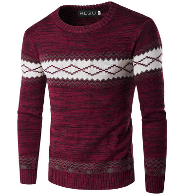 

Men Pullover Sweaters Crewneck Abstract Pattern Sweater Autumn Jumpers