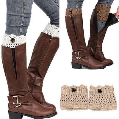 

Fashion Women Winter Crochet Knit Lace Trim Leg Warmers Cuffs Toppers Boot Socks