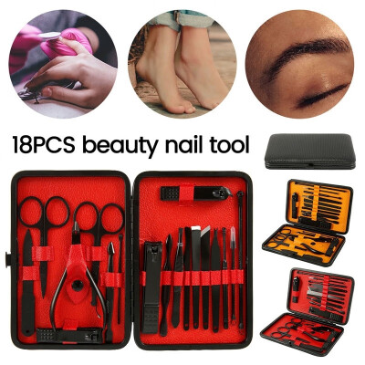 

18Pcs Beauty&Nail Tool Set Nail Clipper Cutter Stainless Steel Trimmer Ear Pick Manicure Pedicure Scissor Tweezer Grooming Kit