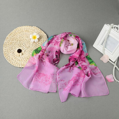 

New Fashion Women Chiffon Scarf Colorful Floral Pattern Print Gradient Long Shawl Pashmina Elegant Thin Scarf