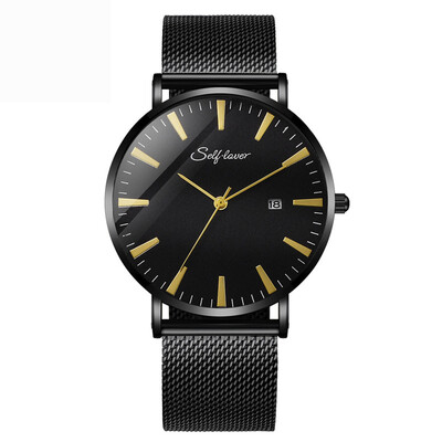 

Gobestart Fashion Mens Watch Alloy Business Quartz Wrist Watch Mesh Band