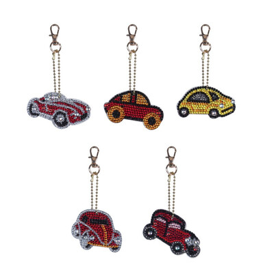 

5PCS Cartoon Design DIY Diamond Painting Keychain Pendant Handmade Mobile Phone Car Hanging Charms Making Supplies Kit