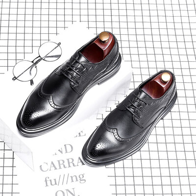 

Mens leather shoes Korean version of the trend of autumn business British society small shoes youth Brock casual shoes 5588-A