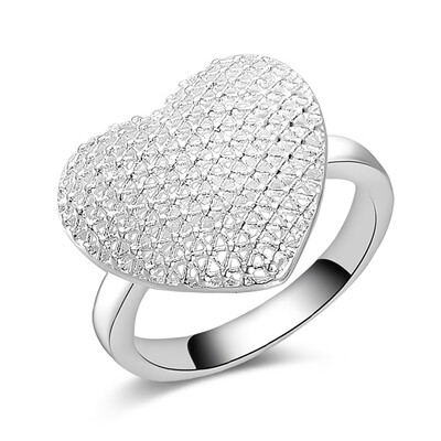 

heart Jewelry Micro Rings Plated In Silver For Women Wedding Jewelry Accessories