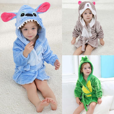 

New Christmas Lilo Stitch Baby Hooded Bathrobe Infant Bath Towel Wrap Costume