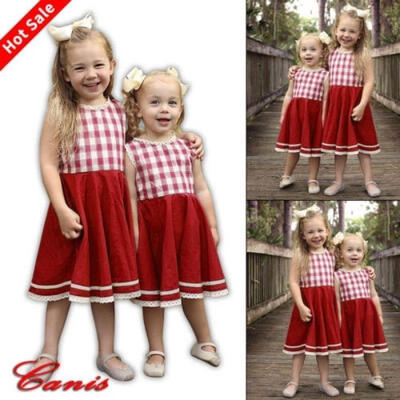 

Neonati Bambini Scozzese Cotone Partito Vestito a Tutù Prendisole Estate
