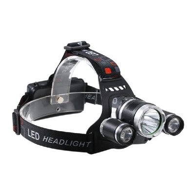 

USB Rechargeable 3-heads LED Headlight 2400 Lumen Ultra Bright Flashlight Work Heads Lamp for Outdoor Fishing Camping no USB cabl