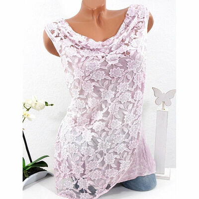 

Summer Women Lace Loose Sleeveless Vest Shirt Blouse Boho Tops Shirt Plus Size